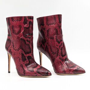 Paris Texas Women Red Python Print Leather Heel Fashion Ankle Boots 9US EUR39.5